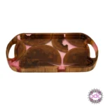 سینی چوب و رزین پایه دار طرح لوبیایی