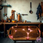 سینی چوب و رزین پایه دار طرح لوبیایی