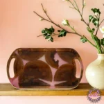 سینی چوب و رزین پایه دار طرح لوبیایی – 1