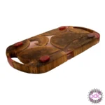 سینی چوب و رزین پایه دار طرح لوبیایی