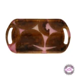 سینی چوب و رزین پایه دار طرح لوبیایی